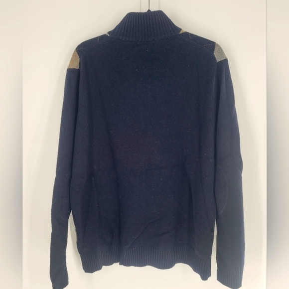 J Crew lambswool Men's Argyle Sweater Navy Size L - Picture 2 of 4